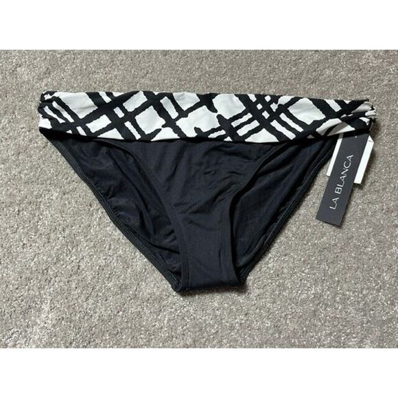 La Blanca Bikini Bottom 14 Swim Resort Coastal Chic Abstract Wave Ruched Classic - Picture 1 of 9